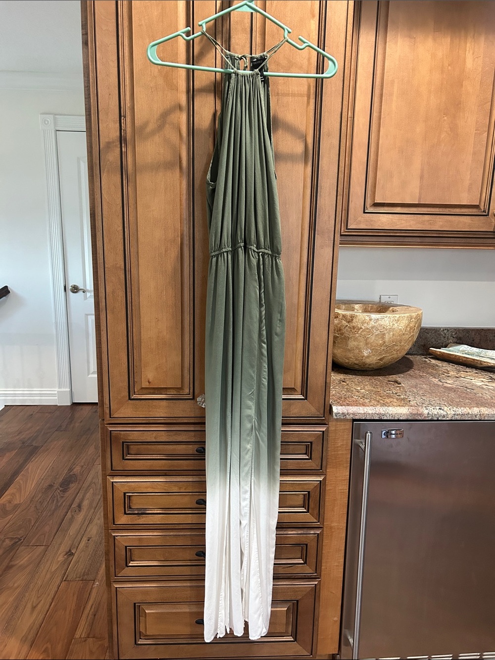 Forever 21 Olive Green to White Ombre Maxi Dress
